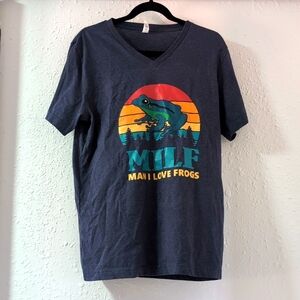 MILF Man I Love Frogs, Graphic T-shirt Unisex Large V-neck, Bella Canvas